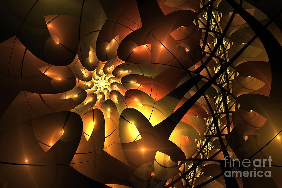 Summer Digital Art - Gold Pumpkin Swirls by Kim Sy Ok