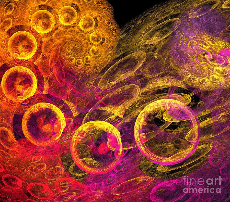 Abstract Digital Art - Gold Purple Glass by Kim Sy Ok