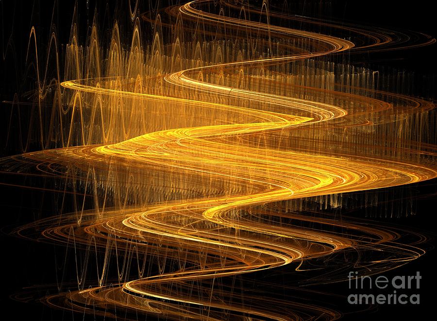 Abstract Digital Art - Gold River by Kim Sy Ok