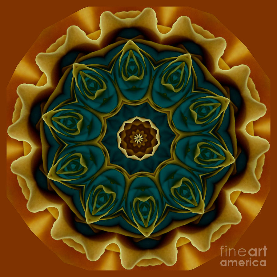 Gold Rose Mandala Digital Art by Julia Underwood