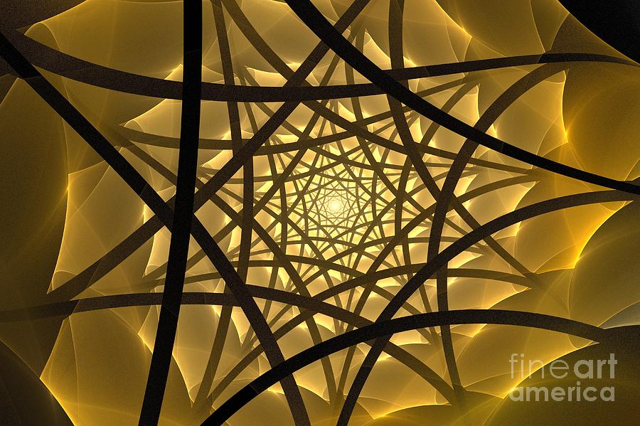 Abstract Digital Art - Gold Rose Spiral by Kim Sy Ok
