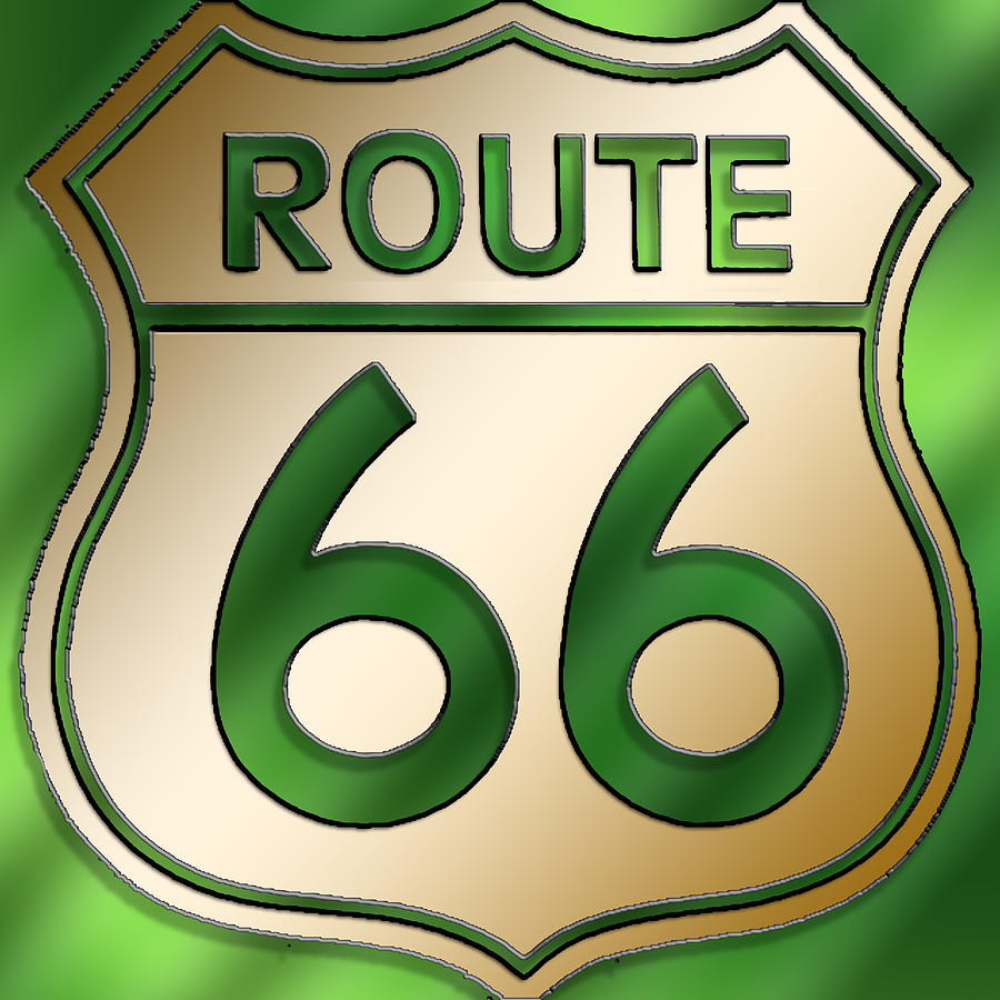 Gold Route 66 Sign Digital Art by Chuck Staley