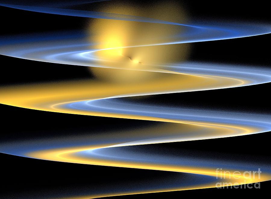 Abstract Digital Art - Gold Sea Waves by Kim Sy Ok