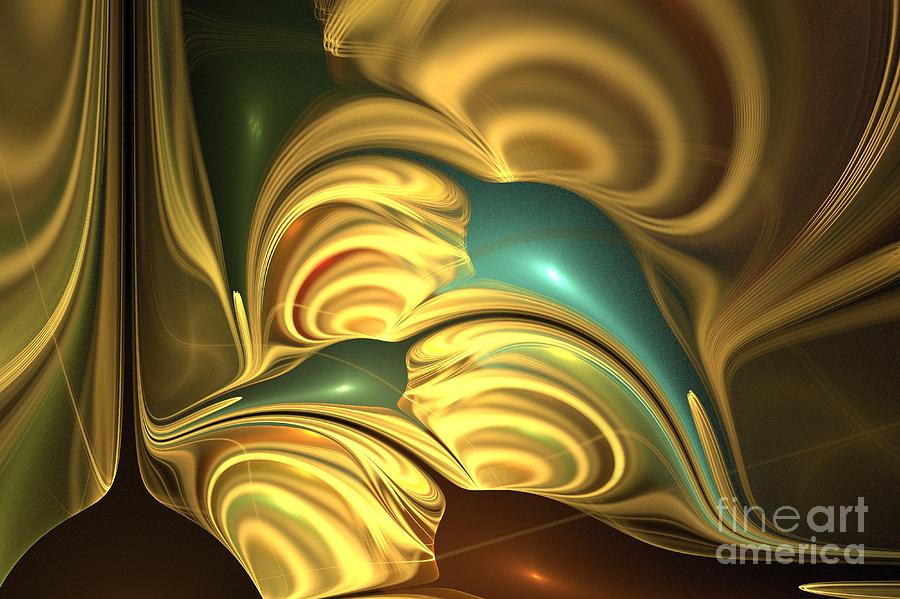 Abstract Digital Art - Gold Seashells by Kim Sy Ok