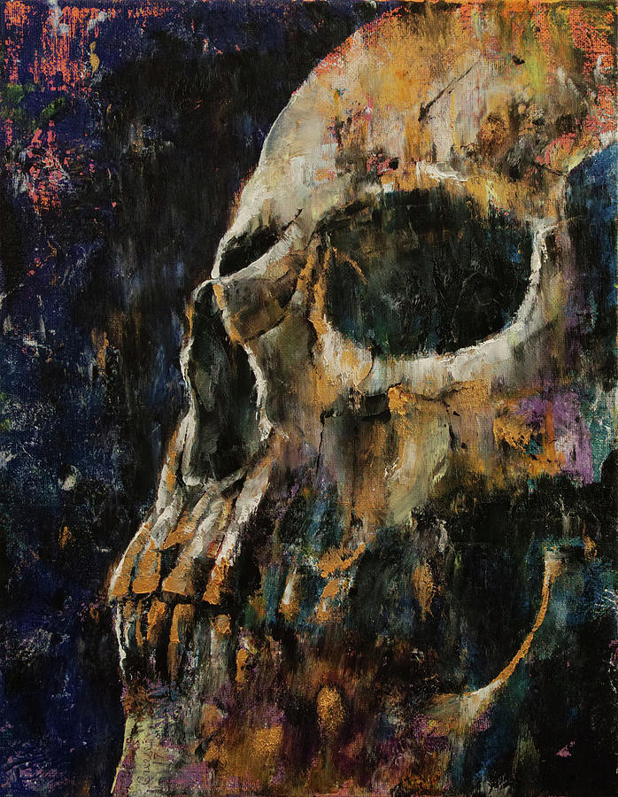 Gold Skull Painting by Michael Creese
