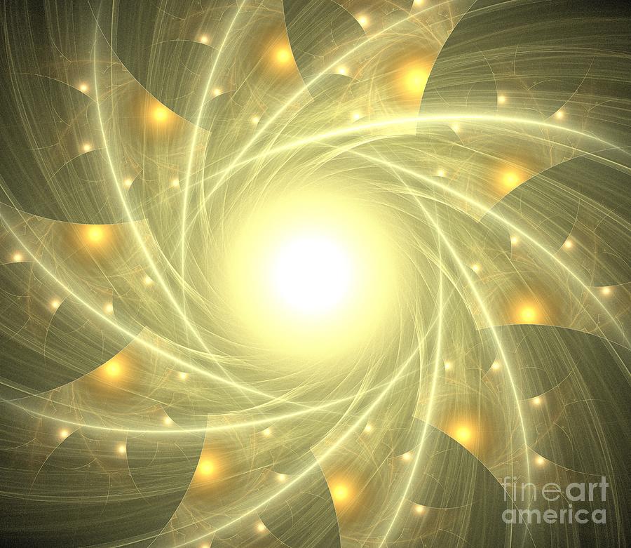 Abstract Digital Art - Gold Spinning Petals by Kim Sy Ok