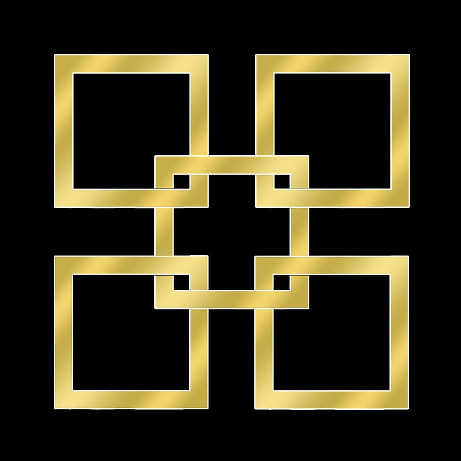 Gold Squares on Black Digital Art by Chuck Staley