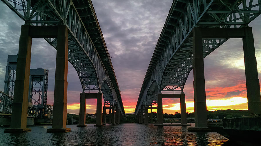 Gold Star Bridge Sunset 2016 Photograph by Kirkodd Photography Of New England