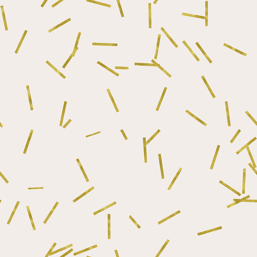 Gold stick confetti print on light creme Digital Art by Tina Lavoie