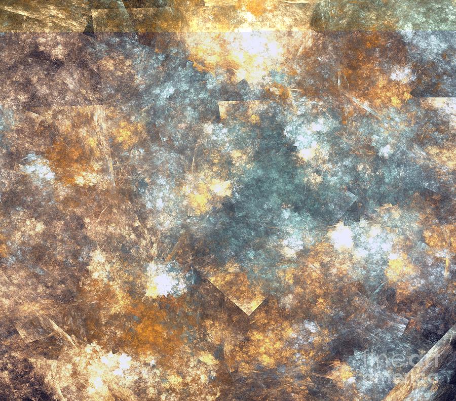 Abstract Digital Art - Gold Teal Shimmer by Kim Sy Ok