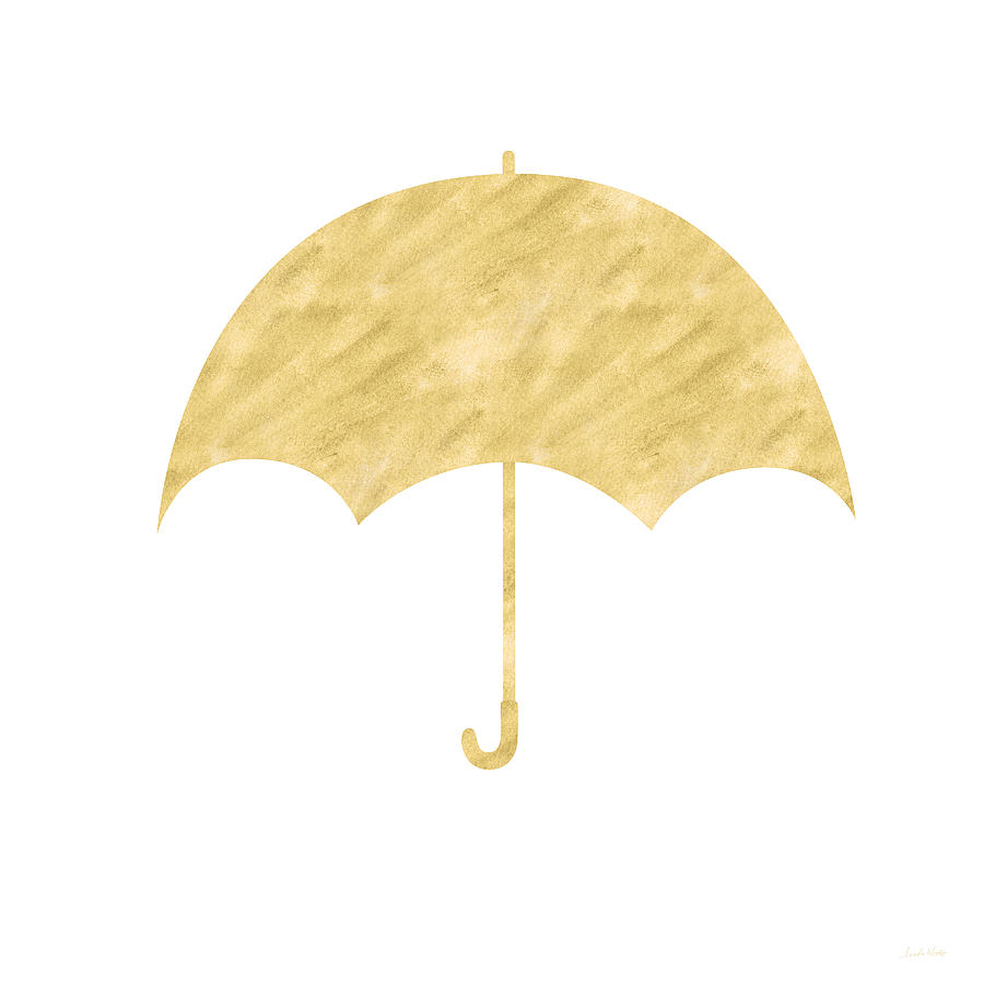 Winter Mixed Media - Gold Umbrella- Art by Linda Woods by Linda Woods