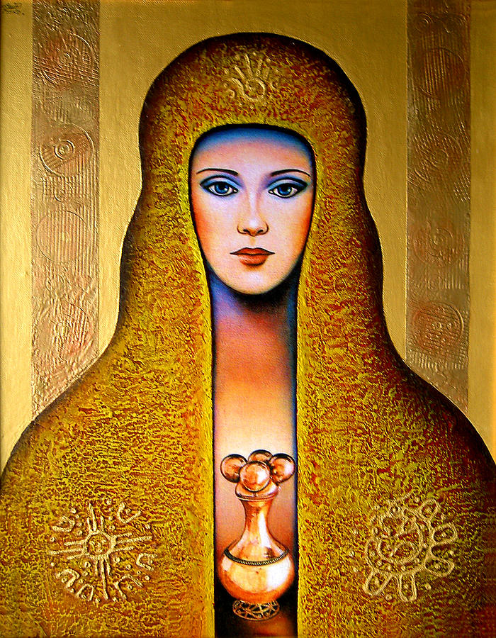 Gold Vestal Painting by Carlos Alberto Quintero