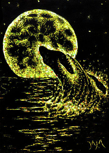 Gold Whale - SA116 Drawing by Monique Morin Matson | Fine Art America