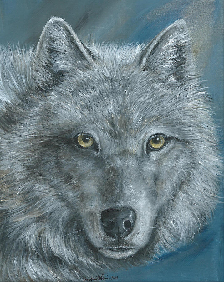 Gold Wolf Painting by Christine StPierre