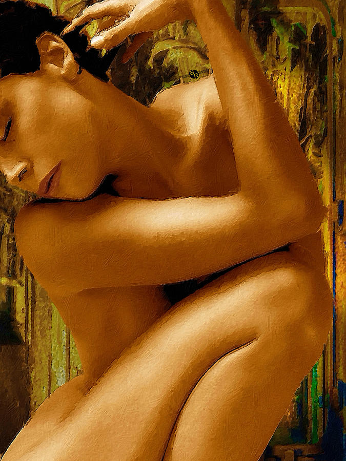 Gold Woman Nude Crop 2 Painting by Tony Rubino