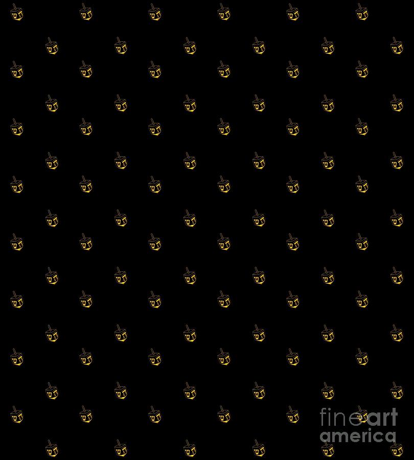 Golden 3-D Look Dreidel on Black Background Digital Art by Rose Santuci-Sofranko