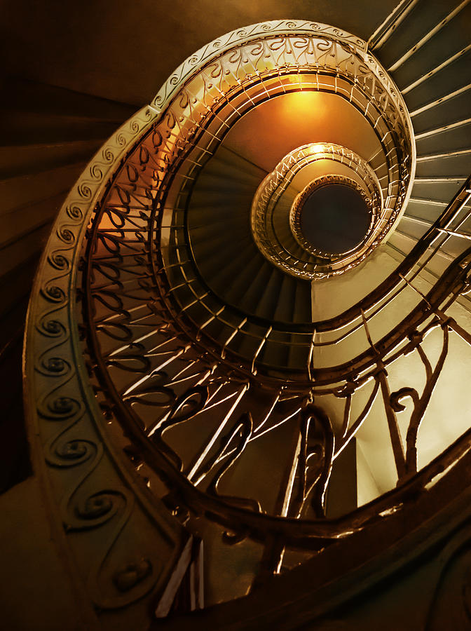 Golden and brown spiral stairs Photograph by Jaroslaw Blaminsky