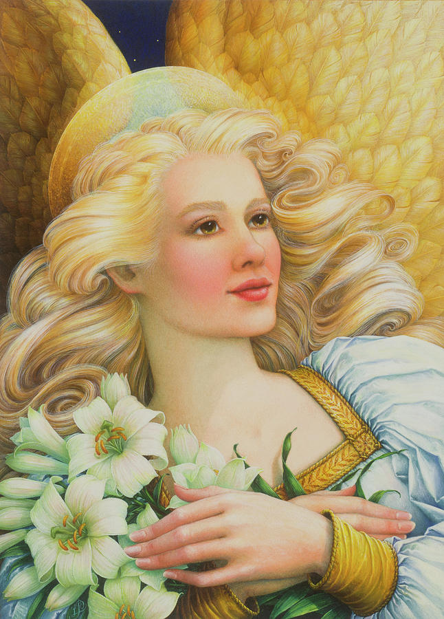 Golden Angel Painting by Lynn Bywaters