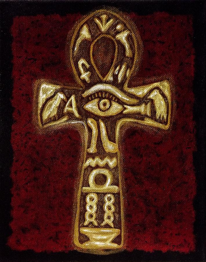 Golden Ankh Painting by Irene Cardona