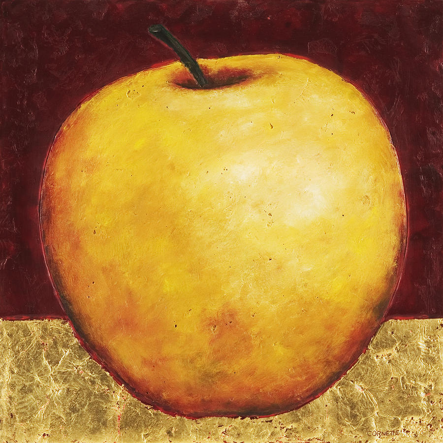 Golden Apple Painting By Jacqueline Cornette