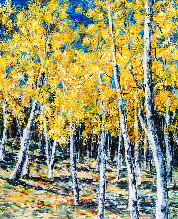 Golden Aspen Painting by Sally Quillin