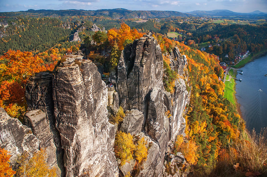 Nature Photograph - Golden Autumn in Saxon Switzerland by Jenny Rainbow