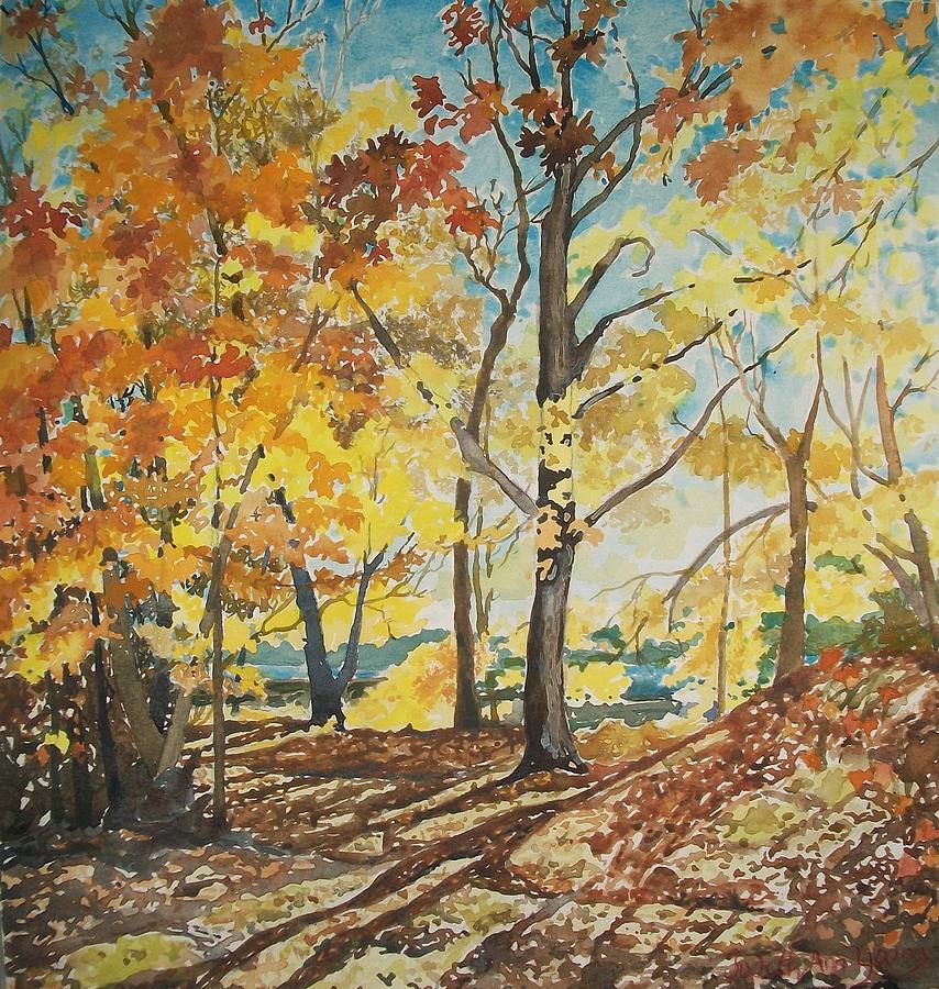 Golden Autumn Leaves Painting by Judith Young
