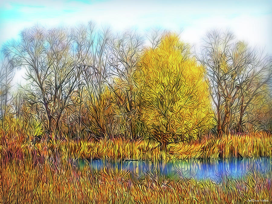 Golden Autumn Reflections Digital Art by Joel Bruce Wallach