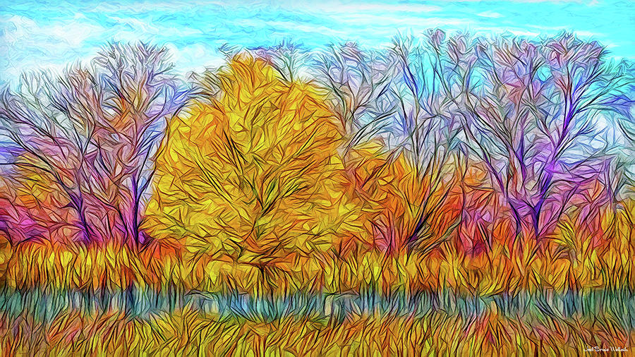Golden Autumn Streaming Digital Art by Joel Bruce Wallach