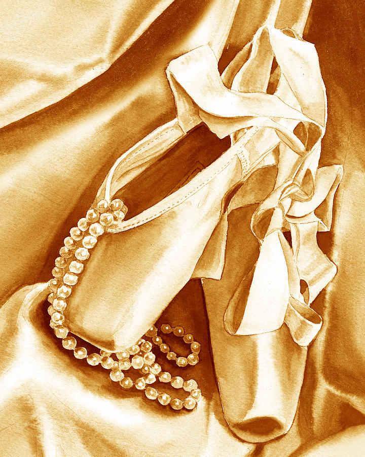 Golden Ballet Slippers Painting by Irina Sztukowski
