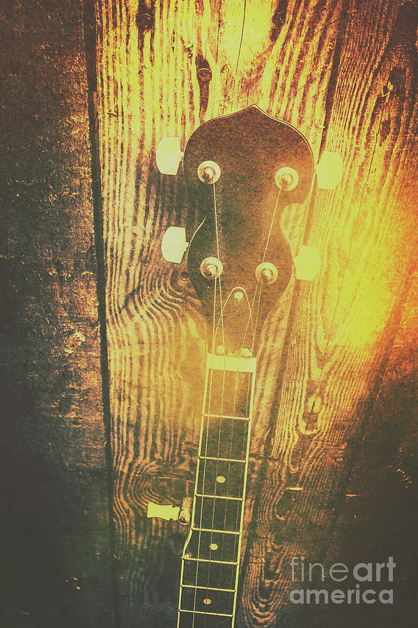 Golden banjo neck in retro folk style Photograph by Jorgo Photography