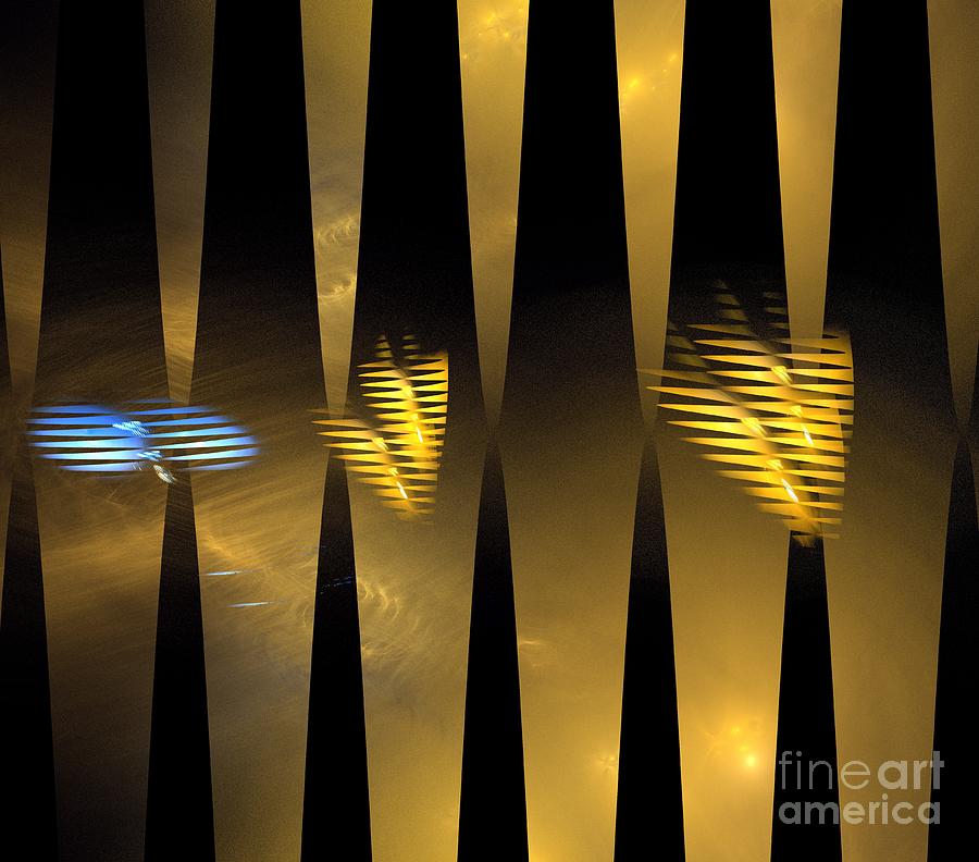 Abstract Digital Art - Golden Bar Stripes by Kim Sy Ok