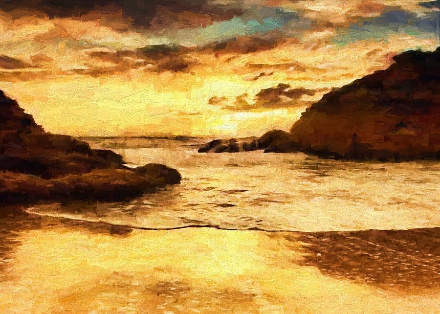 Golden Beach Digital Art by Charmaine Zoe