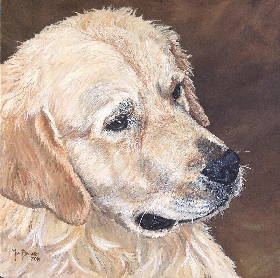 Dog Painting - Golden Boy by Monika Brauer