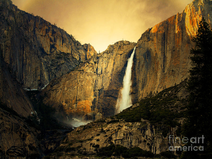 Yosemite National Park Photograph - Golden Bridalveil Fall by Wingsdomain Art and Photography