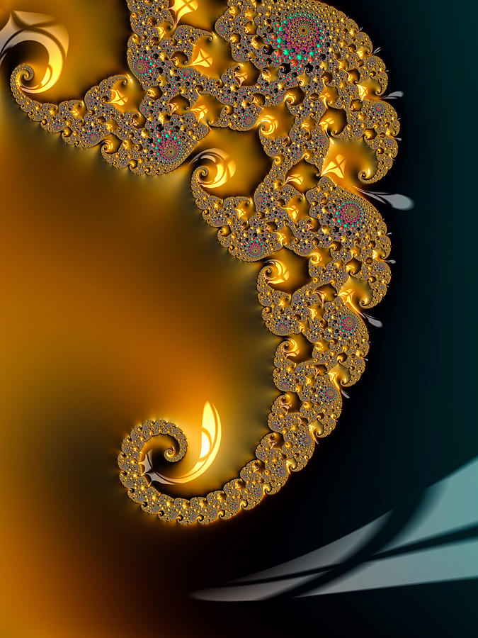 Beautiful golden fractal spiral artwork by Matthias Hauser