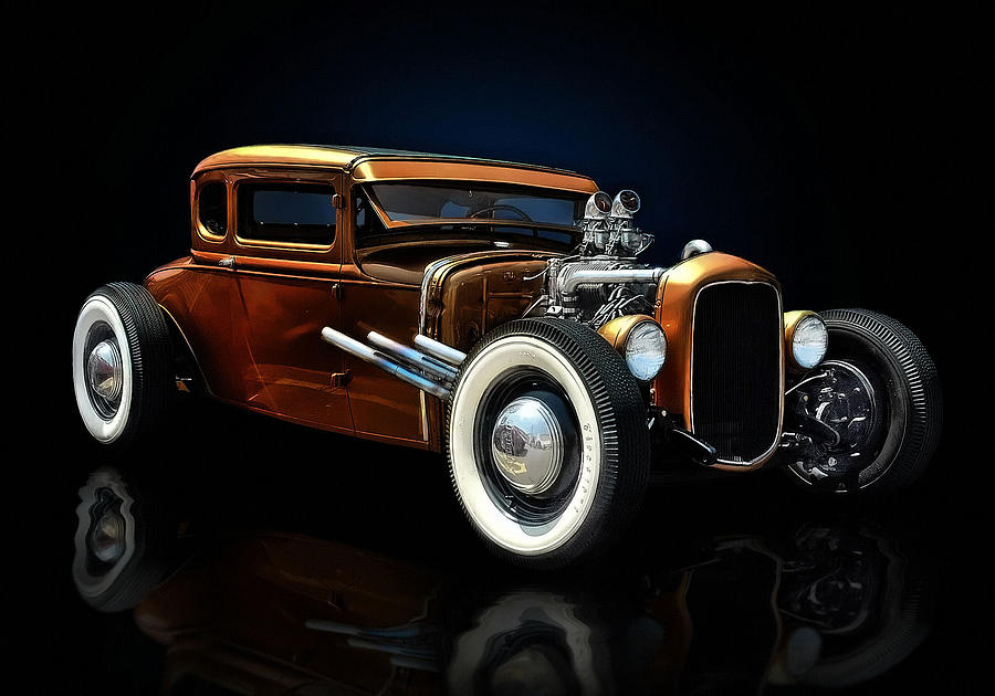 Hot Rod Digital Art - Golden Brown Hot Rod by Rat Rod Studios