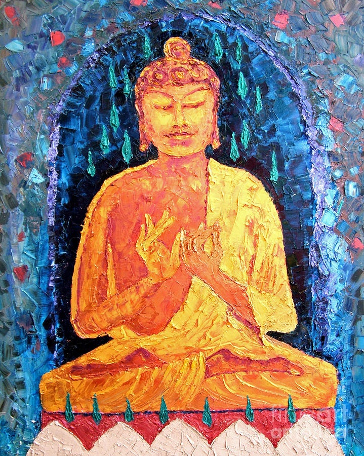 Golden Buddha Painting by Doris Blessington
