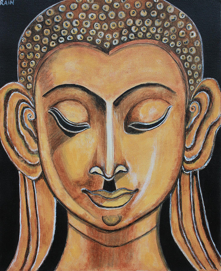 Golden Buddha Painting by Rain Ririn