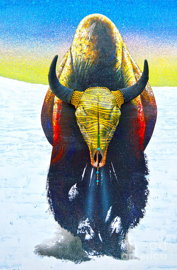 Golden Buffalo Painting by Mayhem Mediums