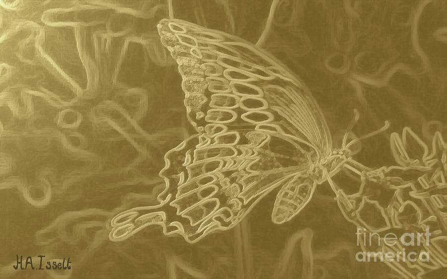 Golden Butterfly Digital Art by Humphrey Isselt