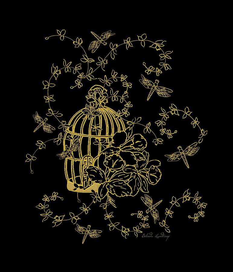 Golden Cage Drawing by Belinda Landtroop