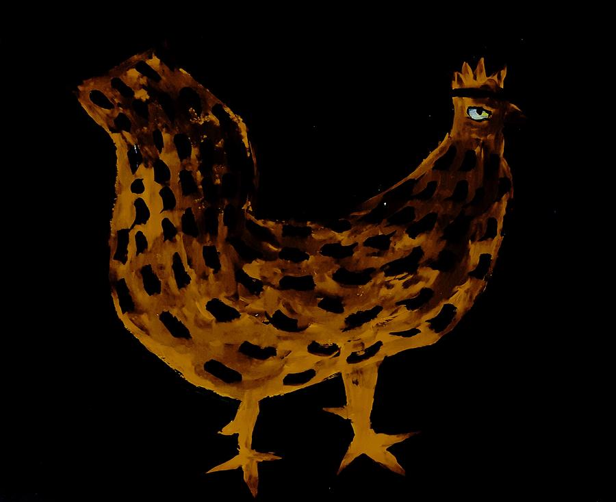 Golden chicken  Painting by Hae Kim