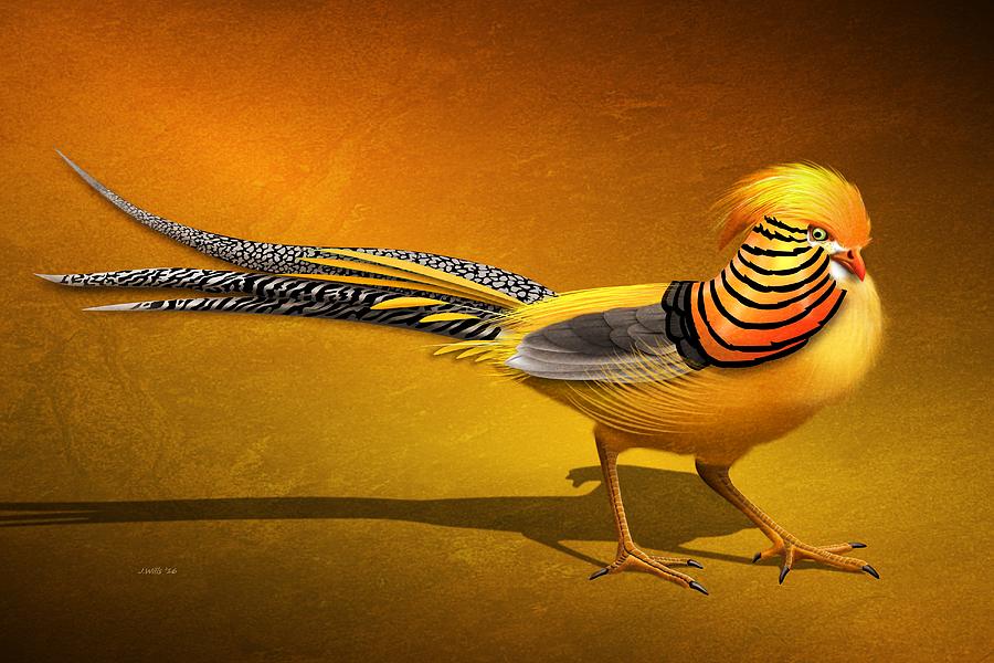 Wildlife Digital Art - Golden Chinese Pheasant by John Wills