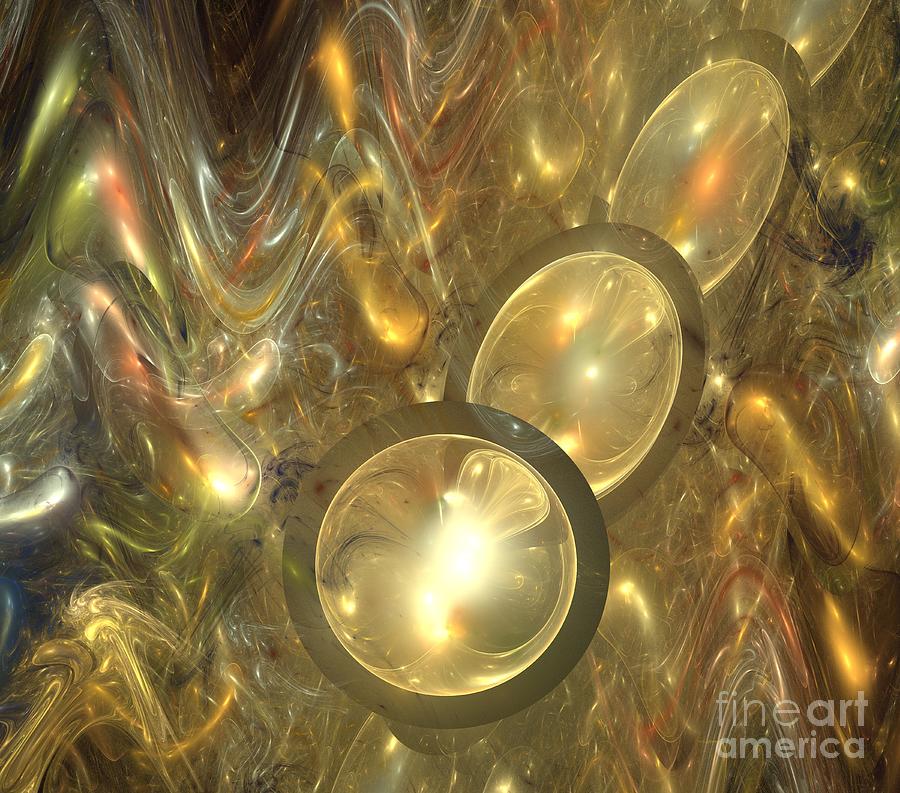Abstract Digital Art - Golden Comets by Kim Sy Ok