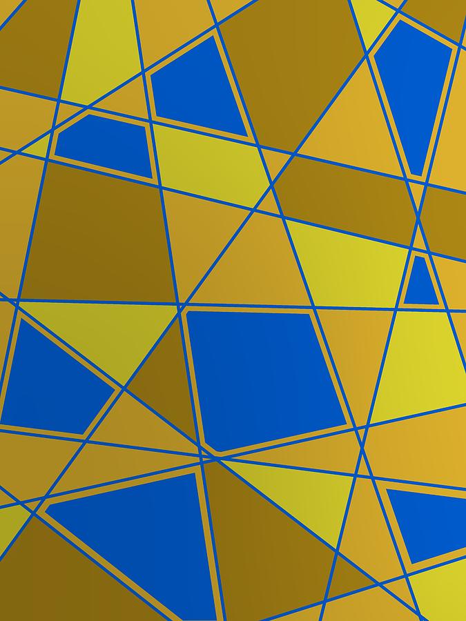 Cool Digital Art - Golden composition with blue by Alberto RuiZ