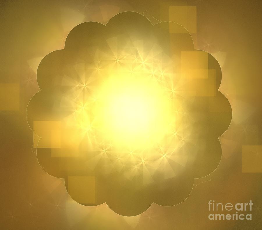 Abstract Digital Art - Golden Cube Clouds by Kim Sy Ok