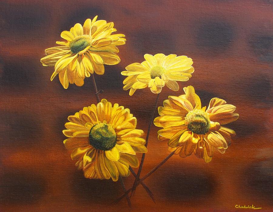 Daisy Painting - Golden Daisy Mums by Phil Chadwick