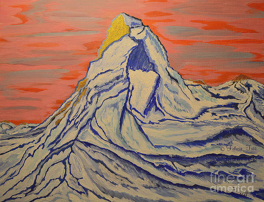 Golden Dawn on Matterhorn Painting by Felicia Tica