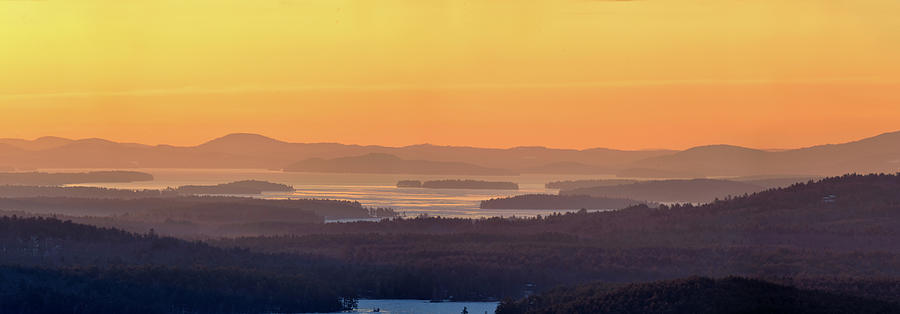 Mist Photograph - Golden Dawn over Squam and Winnipesaukee by Sebastien Coursol Mist Photograph - Golden Dawn over Squam and Winnipesaukee by Sebastien Coursol